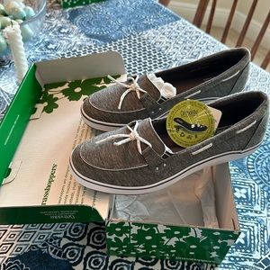 Grey grasshoppers ortholite slip on shoes. Knit material. Never worn